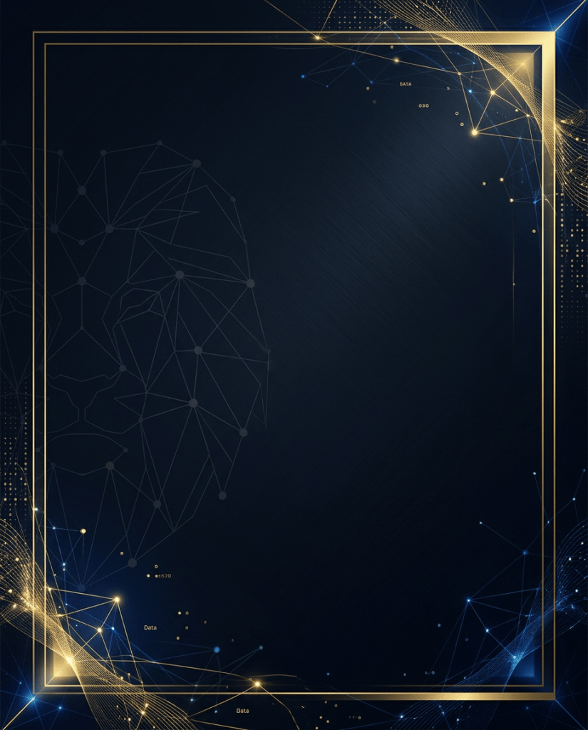 CareForMix Media Ltd. digital technology background with navy blue, gold network connections and an abstract lion design.