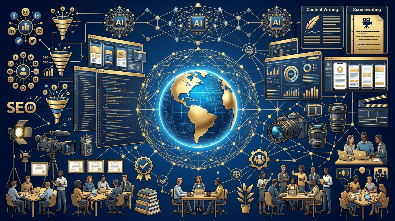 CareForMix Media Ltd. global digital platform featuring web development, SEO, AI, digital marketing, content writing, screenwriting, media production and creative services